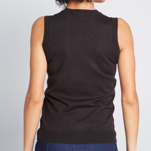 ModCloth Charter School Black Sleeveless Sweater - Picture 4 of 9